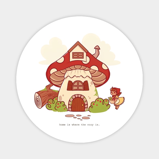 Goblincore  Mushroom House Kawaii Magnet by Hiep Nghia